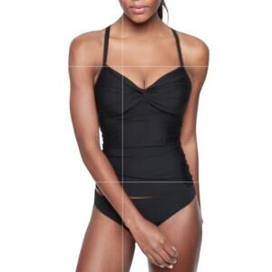 🆕 ATHLETA Twist Up Bra Sized Black Tankini Bikini Top